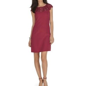 White House Black Market Burgundy Lace Top Sheath Dress - Size 8